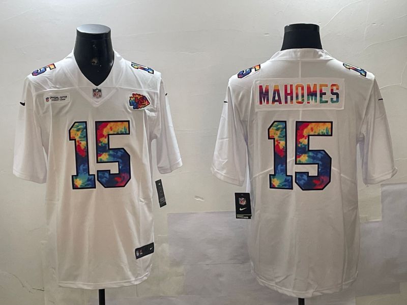 Men Kansas City Chiefs #15 Mahomes White Rainbow 2024 Nike Limited NFL Jersey style 0108->kansas city chiefs->NFL Jersey